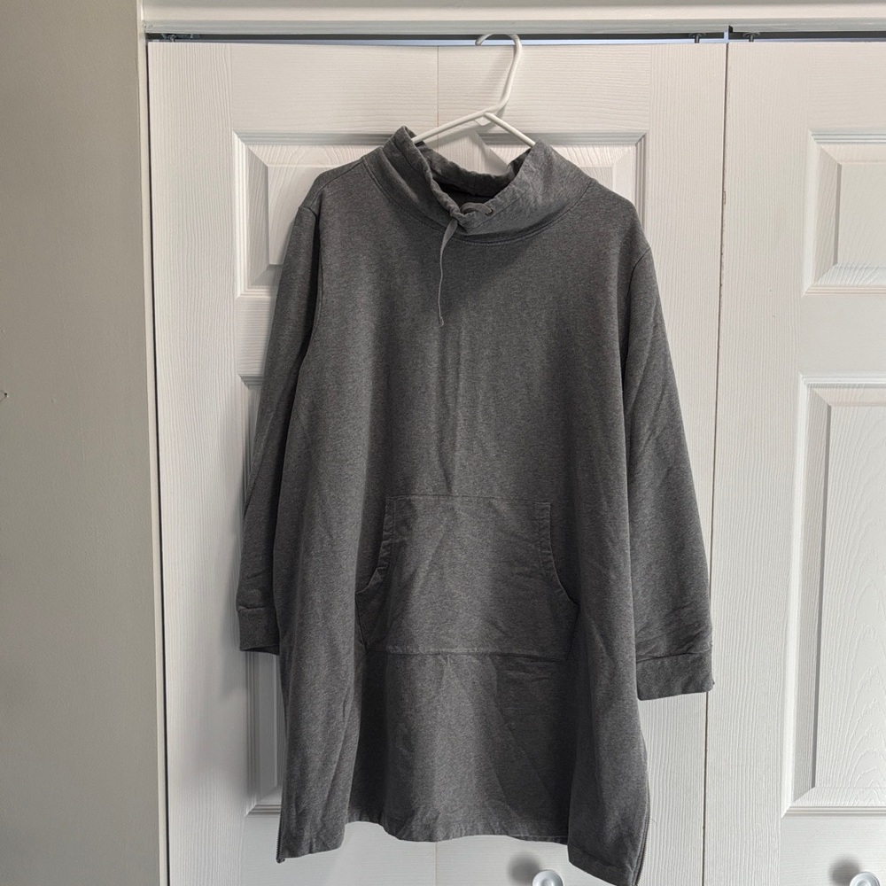 Cold Water Creek Gray Hooded Tunic with Front Pocket